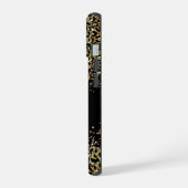 Monogram Zwart Goud Luipaardprint Stijlvol Chic iPhone 15 Case (Linkerkant)