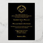 Monogram Zwart Goud Luxe Elegante Kreeft Huwelijk Folie Uitnodiging<br><div class="desc">Vier uw speciale dag met elegantie en stijl met onze Elegant Black Gold Modern Typography Love script Folie. Deze prachtige uitnodiging is voorzien van een tijdloze combinatie van goud en zwart, waardoor een verfijnde en luxe uitstraling ontstaat. Het middelpunt van het ontwerp is het woord "Liefde" geschreven in een romantisch...</div>