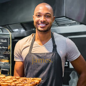 Monogram Zwart Goud Modern Eenvoudig Zijn Haar Naa Schort