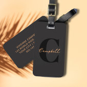 Monogram Zwart Goud Modern Minimalistisch Elegant Bagagelabel