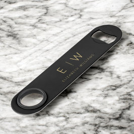 Monogram Zwart Goud Modern Minimalistisch Elegant Speed Flessenopener