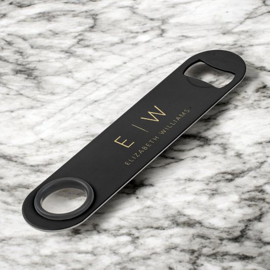Monogram Zwart Goud Modern Minimalistisch Elegant Speed Flessenopener