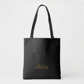 Monogram zwart goud modern minimalistisch elegant tote bag (Voorkant)