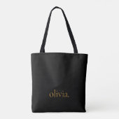 Monogram zwart goud modern minimalistisch elegant tote bag (Achterkant)