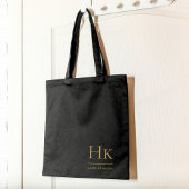 Monogram Zwart Goud Modern Minimalistisch Elegant  Tote Bag