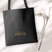 Monogram zwart goud modern minimalistisch elegant tote bag