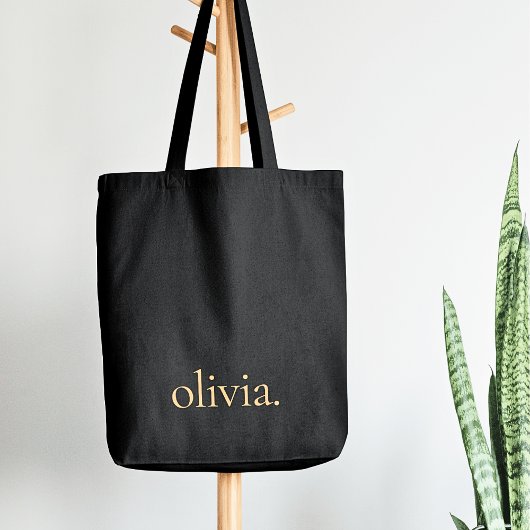Monogram zwart goud modern minimalistisch elegant tote bag