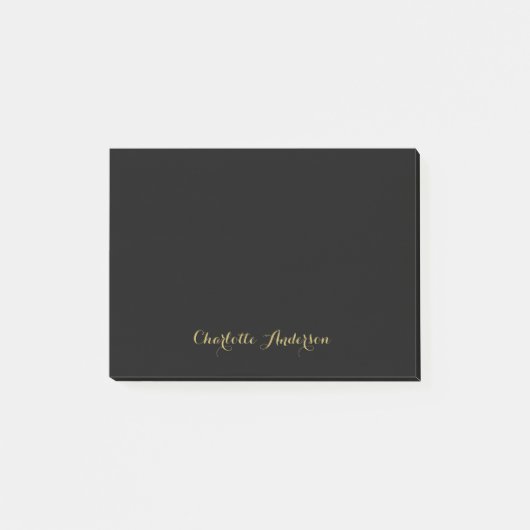 Monogram Zwart Goud Modern Minimalistisch Post-it® Notes (Voorkant)