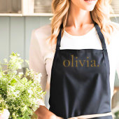 Monogram Zwart Goud Moderne Minimalistische Elegan Schort