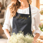 Monogram Zwart Goud Moderne Minimalistische Elegan Schort