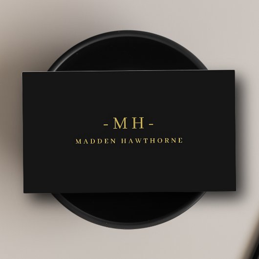 Monogram Zwart Goud Moderne Minimalistische Elegan Visitekaartje