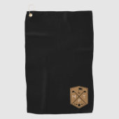 Monogram Zwart Goud Naam Gepersonaliseerd Golfhanddoek (Voorkant)