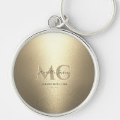 Monogram Zwart Goud Professioneel Elegant Modern Sleutelhanger (Voorkant)