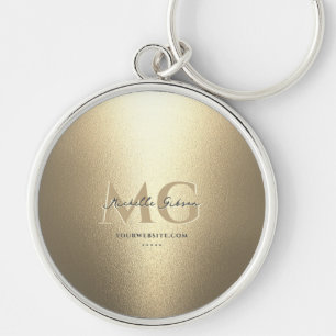 Monogram Zwart Goud Professioneel Elegant Modern Sleutelhanger