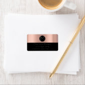 Monogram Zwart Goud Roos Blush Minimal VIP RSVP Etiket (Insitu)