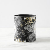 Monogram Zwart Goud Rozen Diamanten Luxe Stijlvol Mok (Midden)