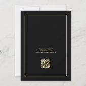 Monogram Zwart Goud RSVP QR Code repetitie diner Kaart (Achterkant)