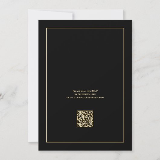 Monogram Zwart Goud RSVP QR Code repetitie diner Kaart (Achterkant)