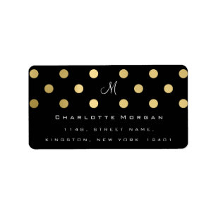 Monogram Zwart Goud Stippen Cement Logo RSVP Etiket