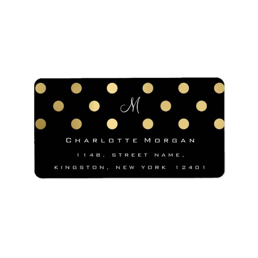 Monogram Zwart Goud Stippen Cement Logo RSVP Etiket (Voorkant)