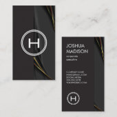 Monogram Zwart Goud Twee Tonen Visitekaartje (Voorkant / Achterkant)