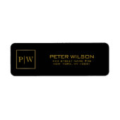 Monogram zwart goud vierkant etiket (Voorkant)