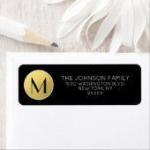 Monogram Zwart Goud Wit Elegant Zaken Etiket (Insitu)