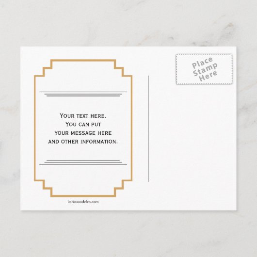 Monogram zwart, goud, witte kunst Deco sparen de D Aankondigingskaart (Achterkant)