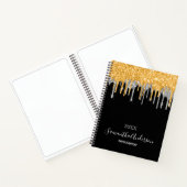 Monogram zwart goud zilverglitterdruppel notitieboek (Binnen)