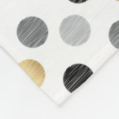 Monogram zwart, goud, zilverpoka dots fleece deken (Hoek)