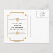 Monogram zwart, gouden en witte kunst Deco Wedding Aankondigingskaart (Achterkant)