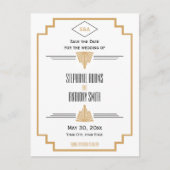 Monogram zwart, gouden en witte kunst Deco Wedding Aankondigingskaart (Voorkant)