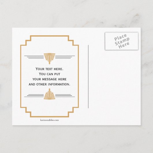 Monogram zwart, gouden en witte kunst Deco Wedding Aankondigingskaart (Achterkant)