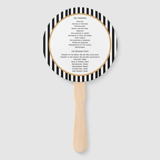 Monogram zwart, gouden en witte kunst Deco Wedding Handwaaier (Achterkant)