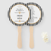 Monogram zwart, gouden en witte kunst Deco Wedding Handwaaier (Voorkant en achterkant)