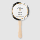 Monogram zwart, gouden en witte kunst Deco Wedding Handwaaier