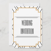 Monogram zwart, gouden en witte kunst Deco Wedding Kaart (Achterkant)