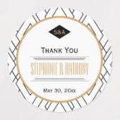 Monogram zwart, gouden en witte kunst Deco Wedding Labels (Design 1)