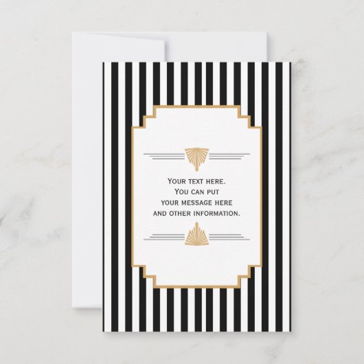 Monogram zwart, gouden en witte kunst Deco Wedding Save The Date (Achterkant)