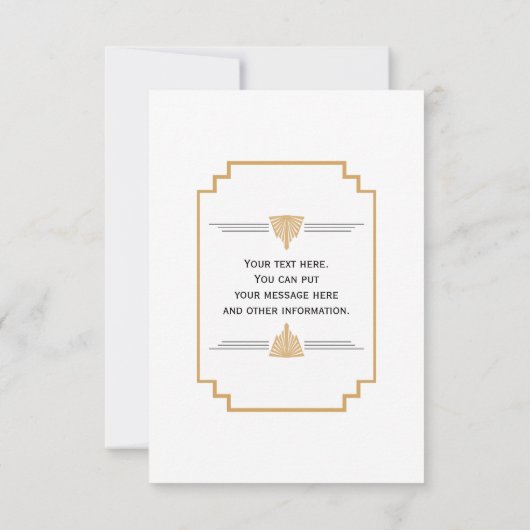 Monogram zwart, gouden en witte kunst Deco Wedding Save The Date (Achterkant)