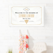 Monogram zwart, gouden en witte kunst Deco Wedding Spandoek (Insitu)
