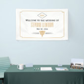 Monogram zwart, gouden en witte kunst Deco Wedding Spandoek (Beurs)