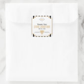 Monogram zwart, gouden en witte kunst Deco Wedding Vierkante Sticker (Tas)