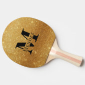 Monogram Zwart + Gouden Glitter Ping Pong Paddle Tafeltennisbatje (Zijkant)