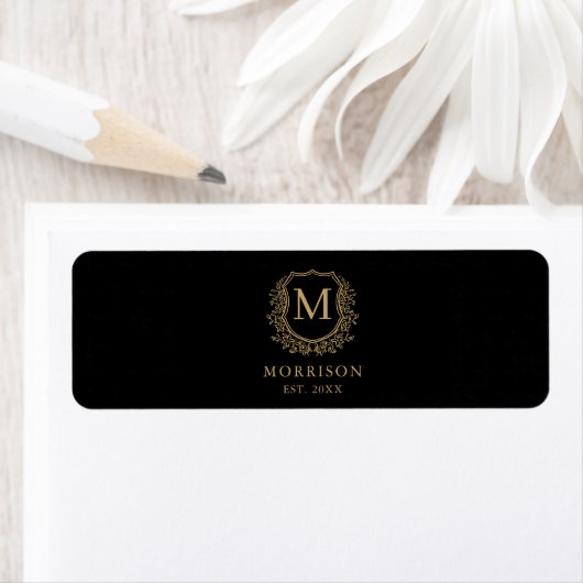 Monogram Zwart Gouden Kam Trouwsigaar Band Etiket (Insitu)