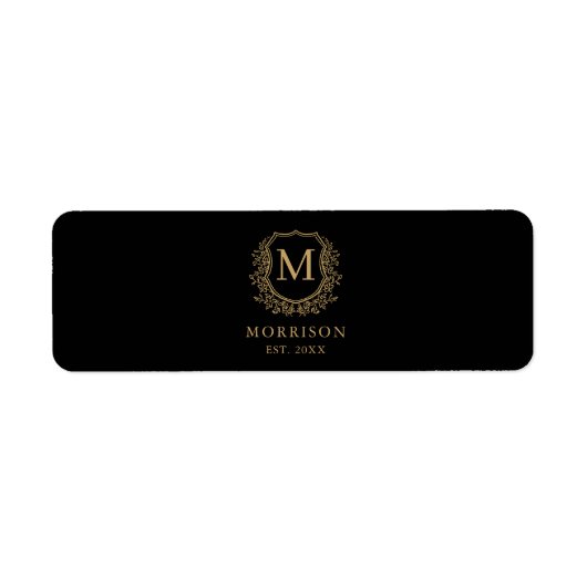 Monogram Zwart Gouden Kam Trouwsigaar Band Etiket (Voorkant)