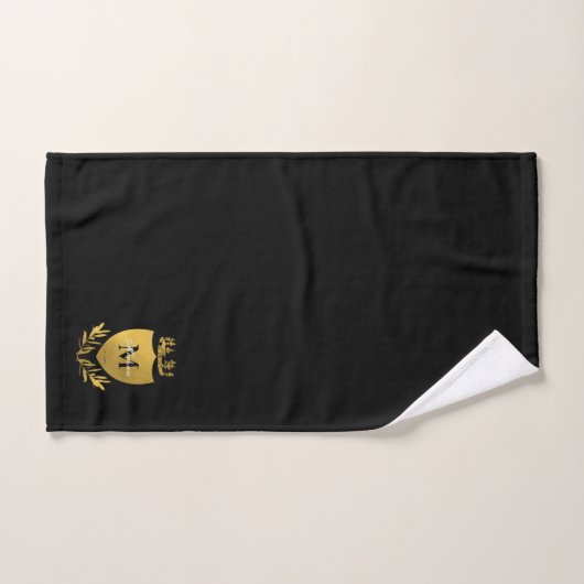 Monogram zwart-gouden koninklijk emblem bad handdoek (Handdoek)