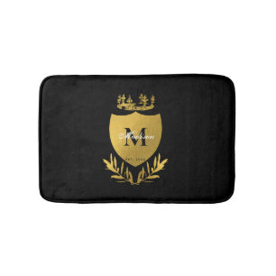 Monogram zwart-gouden koninklijk emblem badmat