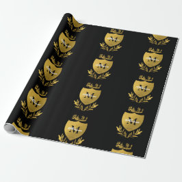 Monogram zwart-gouden koninklijk emblem cadeaupapier