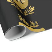 Monogram zwart-gouden koninklijk emblem cadeaupapier (Rol Hoek)